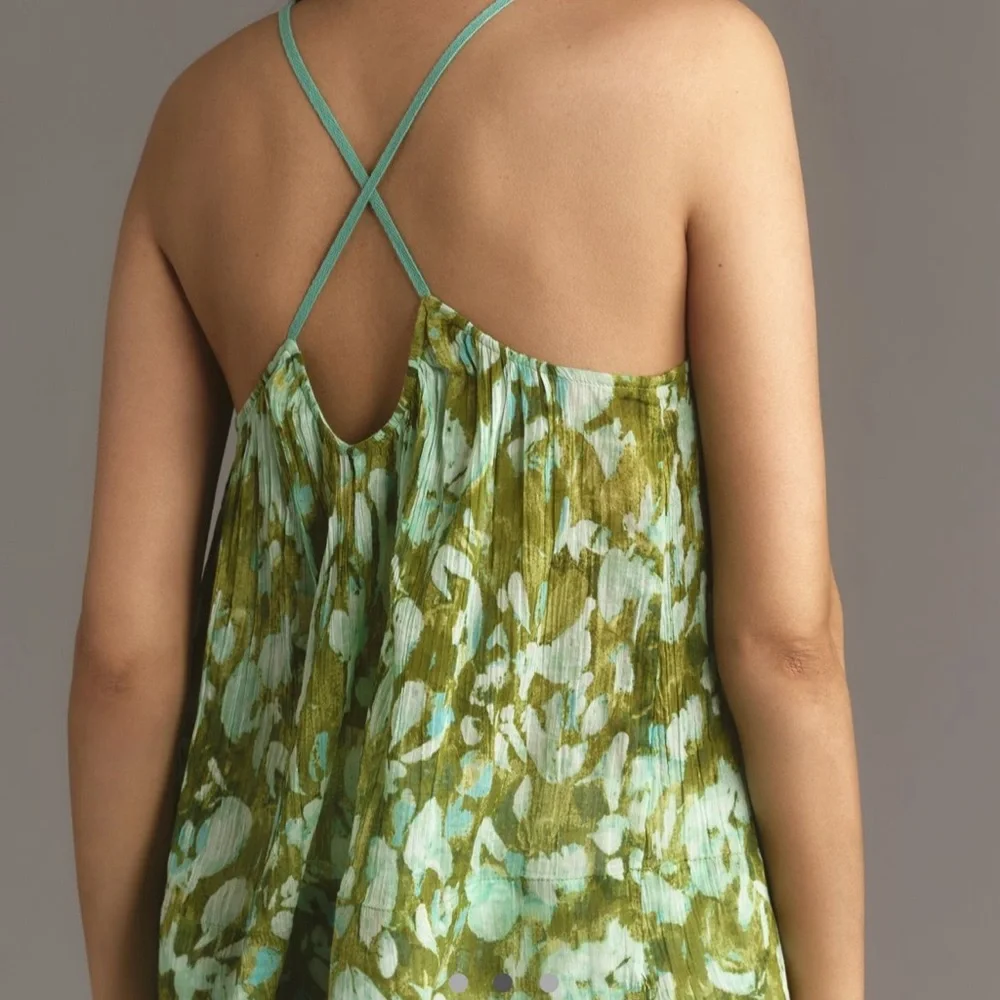 Anthropologie Voluma green and Blue Patterned Top - Picture 2 of 5